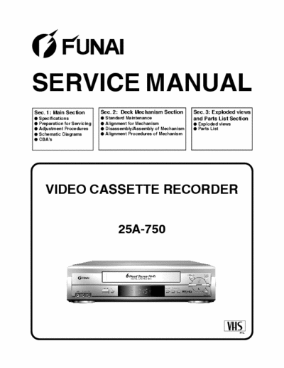 funai 25A-750 funa 25A-750 service manual